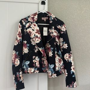 Philosophy M Black Floral Moto Style Jacket
